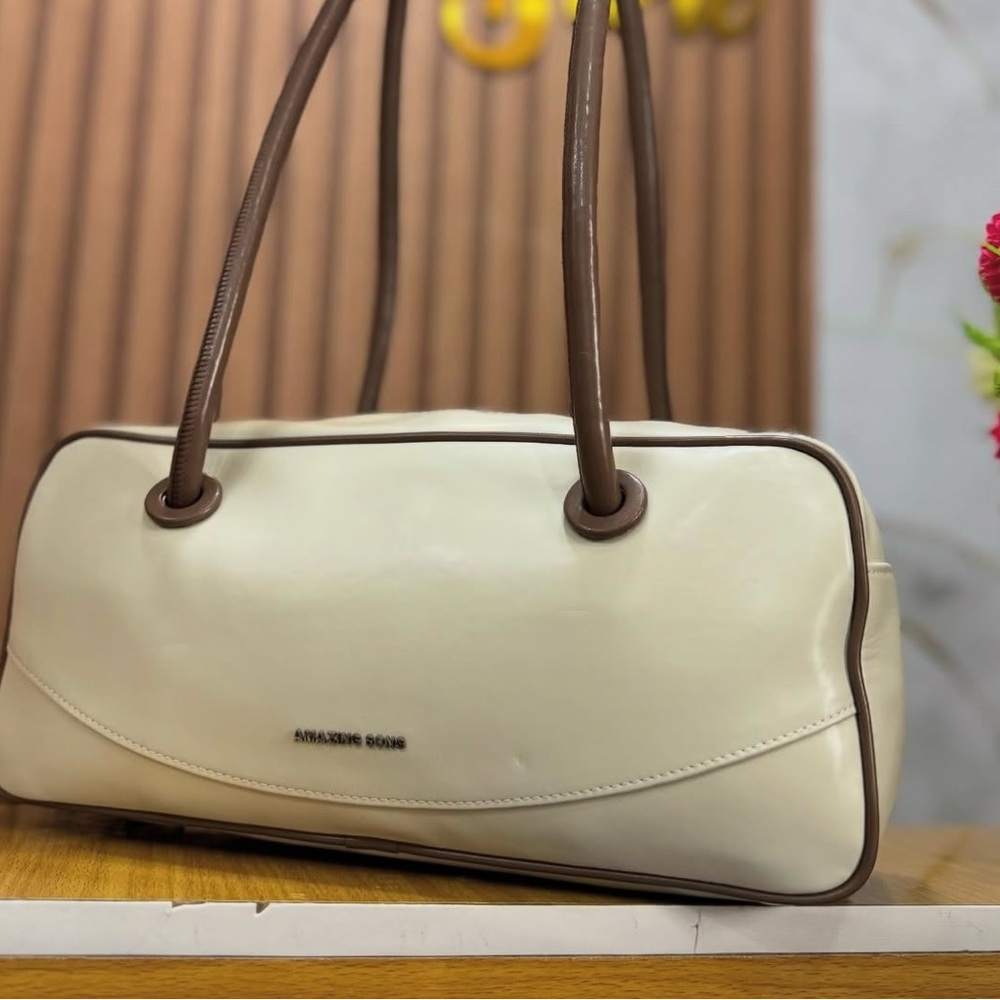 Elegant Cream and Brown Shoulder Bag by - Picture 9 of 9